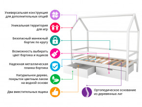 Кровать-домик Svogen с ящиками и бортиком белый в Новом Уренгое - novyj-urengoj.magazinmebel.ru | фото - изображение 7